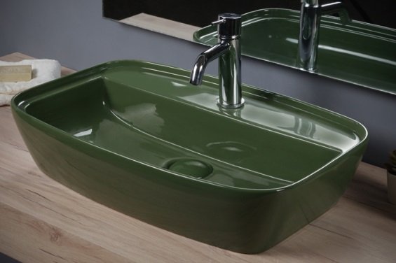 Smanni Fang 60 BD Çanak Lavabo 60x40 Cm Çam Yeşili.